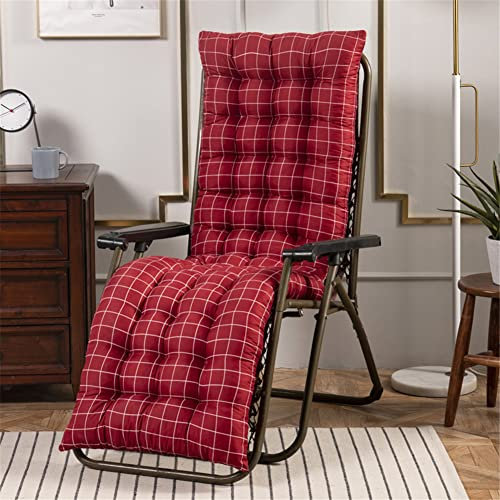 Morbuy Deckchair Auflagen für Gartenliegen, Sonnenliege Kissen Tragbare Garten Innenhof Gepolstertes Bett Relax-Liegestuhl Sitzauflage für Deckchair, Innen, Außen (48x120cm,Rot kariert)