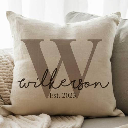 Personalized Monogram Throw Pillow Cover 16x16 – Custom Name Cushion