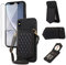 Asuwish Handyhülle für iPhone XS Max Hülle mit Band und Glas Folie Schutzfolie Spiegel Kartenfach Klappbar Leder Geldbörse Ständer i X 10 10s Plus 10xs XSMax Hüllen Schutzhülle Phone Case Schwarz