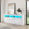 Sideboard for Living Room 2 Doors 3 Drawers White High Gloss TV Cabinet Cupboard Unit for Bedroom Dining Room Storage Furniture 160 x 35 x 72cm(LxWxH)