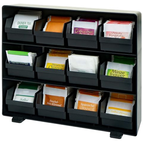 Mendler The Box Porta bustine da tè Tisane 12 Scomparti Removibili HWC-M10 30x33x8cm Nero