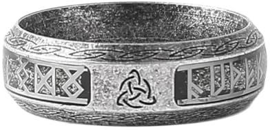 TQWSVUM Wikinger Keltischer Knoten Ring - Männer Frauen Edelstahl Triquetra Knoten Ring - Mittelalterliche Mode Vintage Nordic Ehering Ring Heidnischer Schmuck(12)