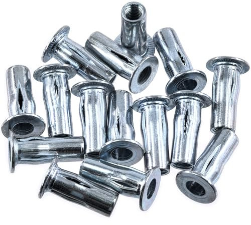 Keadic 15 pezzi M8 Multi Grip Rivetto Dadi Pre Bulbed Inserti filettati zincati a testa piatta scanalata Nutsert elementi di fissaggio per industria edile