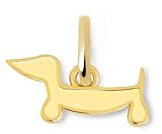 SINGULARU - Mini Dackel Enamel Yellow Charm. Messing mit 18 Kt Vergoldeter Beschichtung und Emaille. Schmuck für Damen.