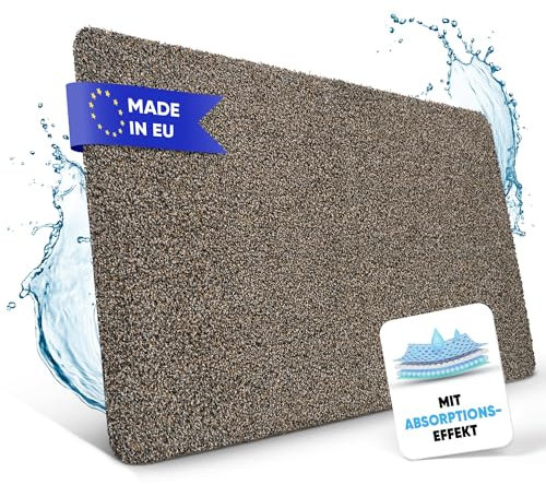 Entrando Fussmatte 40x60 cm - innen und aussen - Baumwolle - rutschfest, waschbar, robust - passt unter der Tür - für Haustür oder überdachten Eingang, Terrasse, Balkon (Granit)