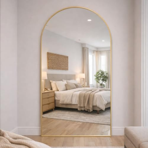 Jobu | Gold – 180x90cm Arched Wall Mirror – Tall Full Length Mirror for Bedrooms, Hallways & Modern Interiors | Akiko