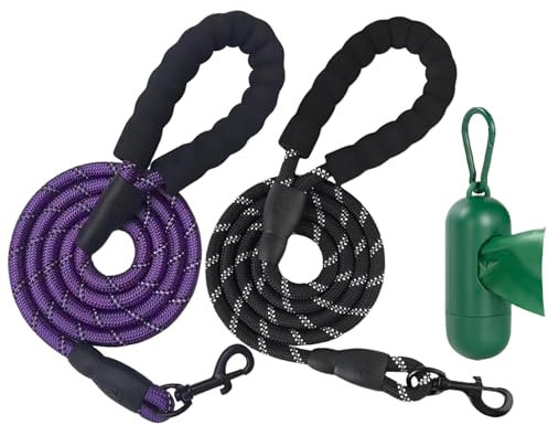 JSTHHTT Laisse Chien Corde, Laisse de Dressage, Longe pour Chiens, Longe Chien en Nylon avec Poignée Rembourrée Douce et des Fils Réfléchissants, pour Chiens Petits Moyens et Grands