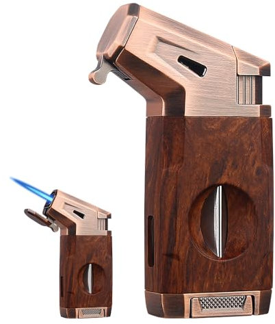 WDKXCN Accendino sigaro con taglierina di sigarette, ricaricabile a gas, con fiamma a reazione, per cucine, campeggio, caminetti