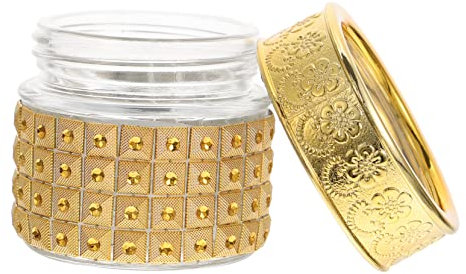 Healvian Lot De 4 Petites Bouteilles En Verre Doré 10 G, Pots D'emballage De Luxe, Bouteilles De Stockage Polyvalentes Pour Maison Cuisine