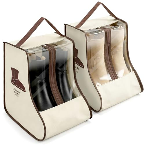 XLIUAX 2Pcs Medium Portable Boots Storage Bag, Dust-Proof Boots Protector | Carry Bag with Handle Shoe Dust Organizer Packing for Travel and Daily Use