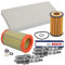Inspektionspaket SET C 1x Ölfilter 1x Luftfilter 1x Innenraumfilter 1x Ölablass-Schraube 1x Dichtring für Ölablass-Schraube 4x Zündkerze BOSCH Super Plus FR7DC+