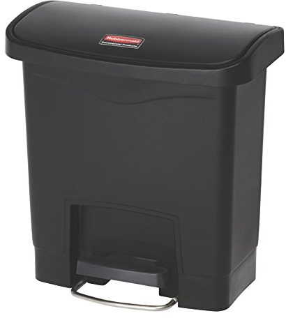 Rubbermaid Commercial Products Slim Jim 1883608 15 Litre Front Step Step-On Resin Wastebasket - Black
