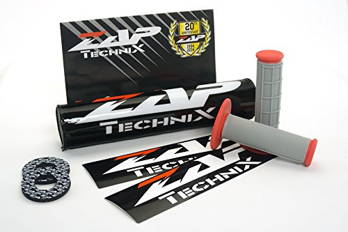 ZAP Set - Lenkerpolster schwarz + 2 Sticker + MX-Griffe Grau/Rot + Donuts