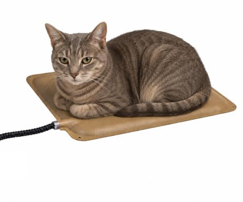 K&H PET PRODUCTS Extreme Weather Outdoor Kitty Pad, Heated, For Indoor and Outdoor Use Tan Petite 9 X 12 Inches 25W