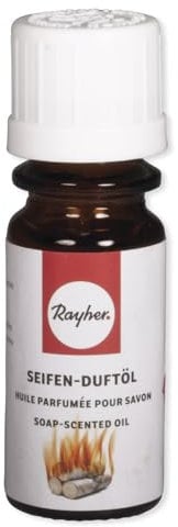 Rayher 34248000 Hobby Seifen Duftöl (100% vegan, in Glasflasche mit Kindersicherheitsverschluss, hautpflegende und wohltuende Wirkung) Kaminfeuer, 10 ml