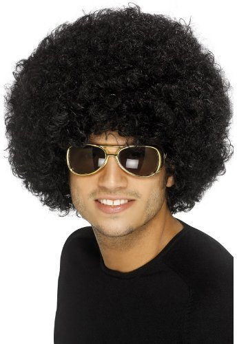 Unisex 70er Jahre Funky Afro Perücke, Einheitsgröße, Schwarz