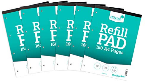 Silvine Nachfüllblock, 160 Seiten, A4, mit 4 Löchern Punktraster 6er-Pack