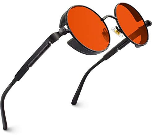 CGID Retro Runde Sonnenbrille Herren Damen Polarisiert Vintage Steampunk Rund Metallrahmen Brille mit UV400-Schutz
