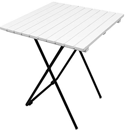 Mojawo Campingtisch Klapptisch Gartentisch Camping Beistelltisch Reisetisch Holz/Metall weiß 45x45x50 cm