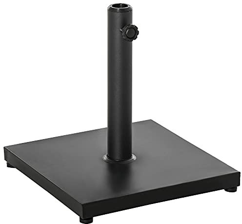 Outsunny Pied de Parasol Base de lestage Parasol carré dim. 40L x 40I x 43H cm Poids Net 13 Kg Ciment métal Noir