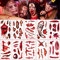 Halloween Zombie Scar Tatouage, FainFun 10 Pièces Blessure Halloween Tatouage, Cicatrice Visage Halloween, Halloween Imperméable Tatouage Temporaire, D'horreur Sanglante, Effrayant (Rouge)