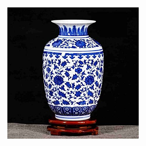HH-CC Vase Chinoiserie Blaue und weiße Porzellanvase Jingdezhen Porzellanvase Blumenarrangement Antike chinesische Wohnzimmerdekoration Porzellanvase,D