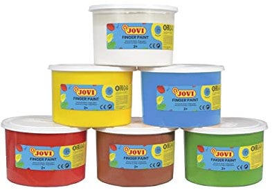 Jovi - Finger Paint, Pintura de dedos, Caja de 6 botes de 500 ml, A partir de 2 años, A base de ingredientes naturales, Sin gluten (561/6)