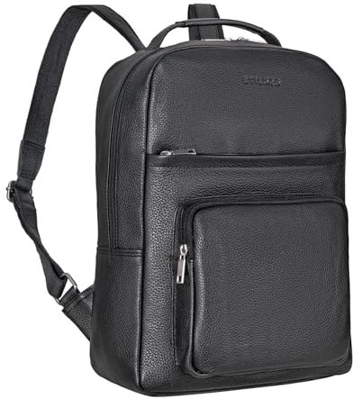 STILORD 'Glover' Business Lederrucksack für 15,6 Zoll Laptop Rucksack für Damen und Herren DIN A4 Office Backpack für Büro Uni Arbeit Schule aus Echtleder, Farbe:schwarz