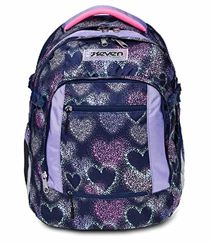 Seven Schulrucksack: ergonomisch & erweiterbar, mit mehreren Fächern, Schulranzen für Mädchen&Jungen; nachhaltiges Gewebe, mit Höhenverstellungssystem, Gymnasium & Schule, UPDOWN TWICE SHADING HEART