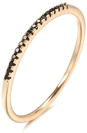 YAHOYA Neuer Roségold-Ehering für Frauen Klassischer schwarzer natürlicher Zirkonring Modeschmuck-Kristall-Geschenk