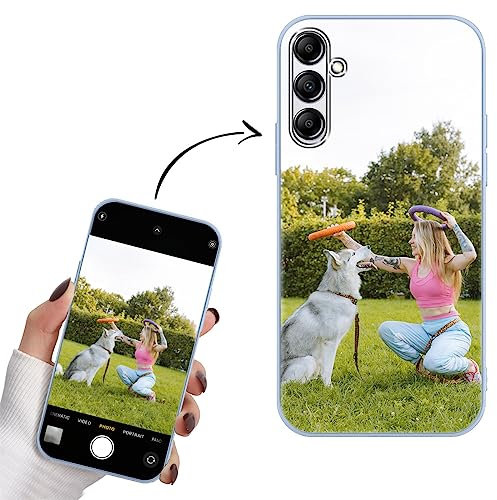 Yoedge Personalisierte Handyhülle für Samsung Galaxy A14 5G Hülle Selbst Gestalten mit Eigenem Foto Bild Text Personalisiert Case Individuelle Geschenk Schutzhülle Blau Cover für Samsung A14 5G 6,8