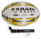 Ram Rugby Pass Developer – Gewichteter Trainingsball – Verbesserung von Handgelenk- & Armkraft sowie Passweite – 3D-Griff – Ultima-Qualität Synthetikgummi – Größen 3, 4 & 5 (4 + Pumpe)