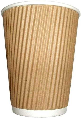 Sunrise Packaging 100 x Kraft 12 Ounce Brown Ripple Cups 340ml | Eco-Friendly Insulated Paper Cups | Recyclable Leakproof Coffee to-Go Cups for Tea Coffee Cappuccino Hot Drinks