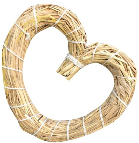 EXCEART Stroh-Herz-Kranzform 30 cm Herzform Natürlicher Weinreben-Kranz-Ring DIY-Bastel-Reben Basis Weinreben-Rolle Weihnachtskranz Türgirlande