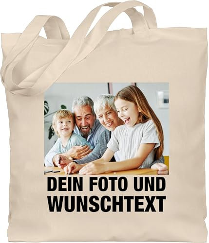 Baumwolltasche - Mit Foto I Eigenem Bild I Text I Name I Wunschtext - Unisize - Naturweiß - tasche bedrucken lassen kindergarten stofftasche selbst drucken photo beutel jutebeutel bedruckt lehrerin