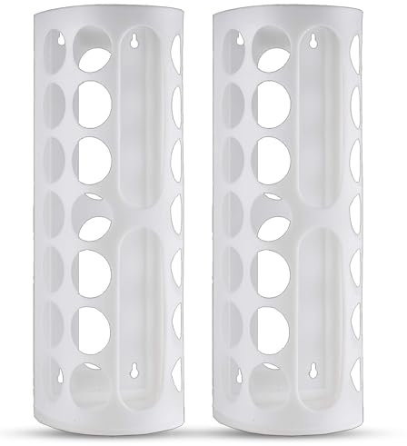 home stuff Plastic Bag Dispenser Holder White, Space Saving Wall Mount or Hanging Bag Storage Organizer, Ideal for Storing Thing Like Plastic Bags, Kitchen Rolls, Gloves and Socks, 45x16x13CM, 2 Pack