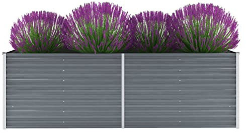 Kavolet Garten-Hochbeet Verzinkter Stahl 240x80x77 cm Grau Pflanzkübel Gartenbeet Frühbeet Blumenkasten Pflanzbeet Gemüsebeet Pflanzkasten Garten