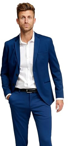 Performance Blazer Herren Blau (Größe 46) – Stylischer Slim Fit Herren Stretch Sakko – Stretch Anzugjacke – Bequemer, praktischer Zwei Knopf Sakko für Business & Freizeit