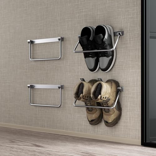 Safoner RV Shoe Storage Solution- Aluminum Camper Shoe Rack, Wall-Mounted Organizer Shelf, Efficient Space-Saving Holder for Various Footwear, Essential Accessories for Travel Trailers- 4 Packs