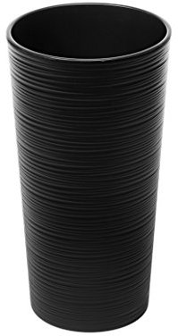 Textured Flower Pot with Insert - Tall Round Planter for Indoor & Outdoor (Black, 19cm x 36cm)