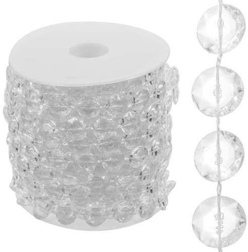 10m Crystal Beaded Door Curtain, Garland Diamond Acrylic Beads Strand Hanging Curtain, Beaded Doorway Curtain for Halloween Decorations Doorways Indoor Diy Wedding Party Decoration 10mm (Transparent)