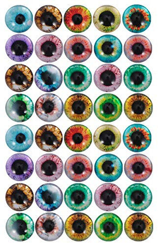 HOODANCOS 50pcs Safety Eyes Glitter Disc Glass Patches DIY Jewelry Material Eye Sticker for Crafts