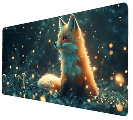 Alfombrilla Ratón xxl 500x250x3mm Alfombrilla RatóN Gaming Gris Mejorar la precisión y la velocidad, Protector Escritorio Impermeable y Antideslizante, Tapete Escritorio Zorro para PC y Portátil 8209