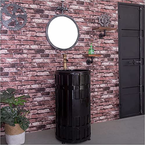 Lavabo Sur Pied Autoportant - Meuble Sous-Vasque Hotel Art Avec Vasque Meuble Sous-Vasque Sur Pied Meuble De Salle De Bain Sous Lavabo Avec Robinet Et Bonde Meuble Lavabo De Salle De Bain, Noir, Avec