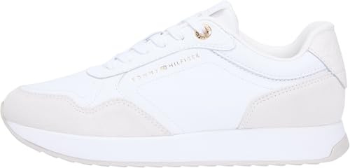Tommy Hilfiger Monogram Mix Material Runner FW0FW09267 Low Top para Mujer, Color Blanco (Blanco), 41, White, 41 EU