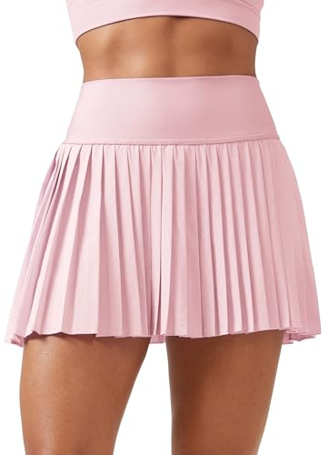 CRZ YOGA Vita Alta Plissettata Gonne da Tennis | Pantaloncini Integrati con Tasche, Asciugatura Rapida, Casual, Mini, per Donna