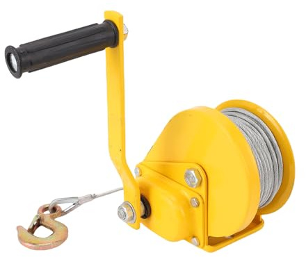 Eminchu Cabrestante Manual Resistente con Freno Automático para Levantar y Remolcar 1200 Libras con Cuerda de 20 M para Camiones y Barcos Acero de Aleación