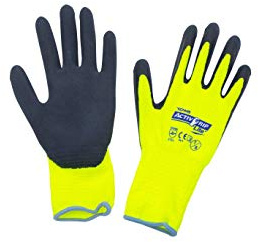 COMPRESSANA Super-Grip - Atmungsaktive Feinstrick-Handschuhe aus Polyester/Baumwolle mit in Latex getauchter Handfläche - ideal als Strumpfhandschuhe, Arbeitshandschuhe, Montagehandschuhe - Größe IV - bis 10 cm Handbreite - 1 Paar