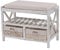 Mendler Schuhregal HWC-C48, Sitzbank Schuhablage, Shabby-Look Vintage 45x65x34cm - weiß
