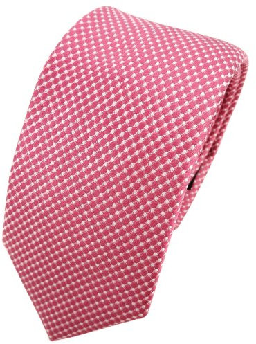 TigerTie - corbata de seda estrecha - rojo rosé plata lunares